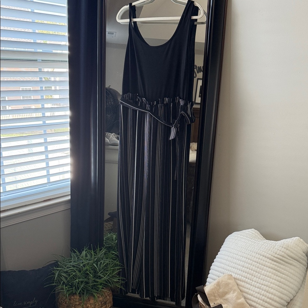 Lily Rose Black and White Striped Jumpsuit